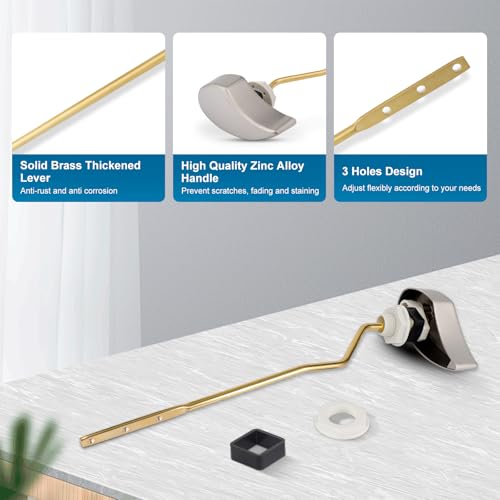 Image of iFealClear Metal Toilet Handle Replacement Compatible with TOTO THU068-CP Trip Lvr for St743S, St406 Soild Brass Toilet Tank Flush Lever, Side Mount Toilet Trip Levers, Brushed Nickel