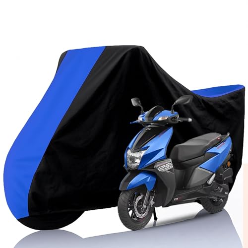 Image of All Weather Protection Two Wheeler Cover for TVS Ntorq 125, Scooter & Scooty | Anti Dust, 100% Water Resistance, Heat Resistant, UV Proof - Triple Stitched | (Black Top Royal Blue)