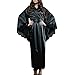 ZEEIY Peignoir Satin Robe de Chambre Kimono Femme Sexy Dentelle Lingerie Longue Chemise de Nuit Dentelle en Soie Lingerie Robe de Nuit Femme Robe (xd_Noir, XXL)