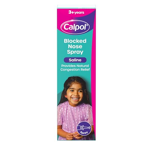 Calpol Blocked Nose Spray 15ml Natural Congestion Relief from Cold & Flu Sinusitis Allergies and Hayfever Blocked Nose Relief for Children from 3+ Years Helps to Wash Away Built-Up Mucus