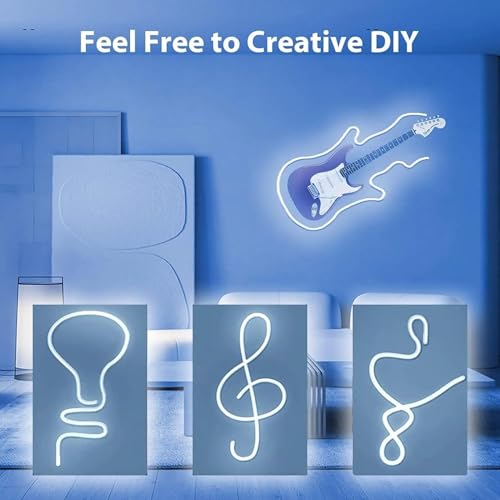 Image of 13.1 Feet Neon LED Strip Light | 12V Adapter, Waterproof IP65, Silicone Flexible Rope Light for Home Wall Decor & Gaming Room| Led Strip Lights | Neon Lights 4 Meter | (Blue)
