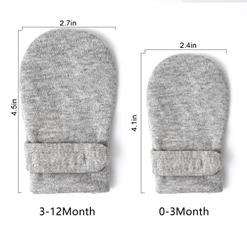 Image of Newborn Baby No Scratch Mittens Stay On, 100% Cotton Breathable, Adjustable Infant Gloves for Baby Boys Girls Mittens