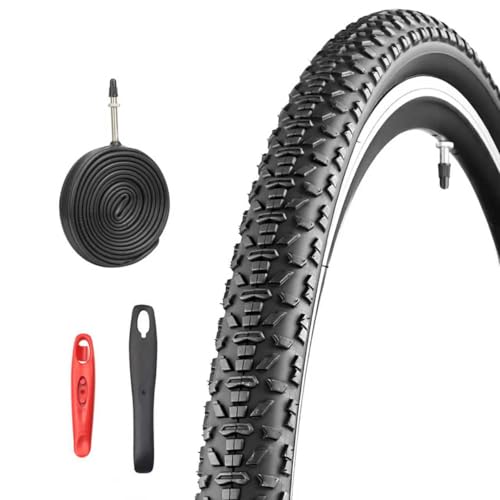 1/2er Set 700x40c Fahrradreifen 28x1 60 Zoll 42-622 Rennrad Reifen mit FV 48MM Schläuchen & Reifenheber (1 Set (1x Reifen+1x Schlauch+1x Reifenheber) 700X40C)