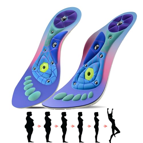 Orthopädische Akupressur-Einlegesohlen für Männer & Frauen, Reflexzonenmassage Fußeinlagen zur Schmerzlinderung, bequeme Unterstützung für den täglichen Gebrauch (Neue Rosa, S(35-39))