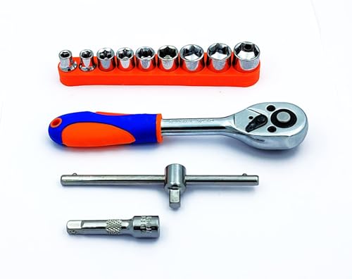 Buyohlic 3/8-Inch Drive Extendable Ratchet socket set with 9 Pcs Hex Drive Socket Set