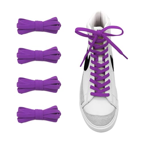 Image of UamGlsob 2 Pairs 5 /16 inch Flat Elastic Shoe Lace, 27 inch-72 inch Length Stretch Shoelaces Strings Replacement for High /Low Top Sneakers