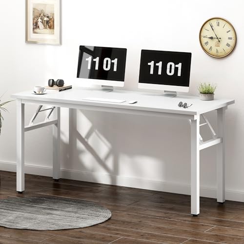Image of Need 55 inches Computer Desk Office Desk Folding Table with BIFMA Certification Computer Table Workstation,White AC5DW-140
