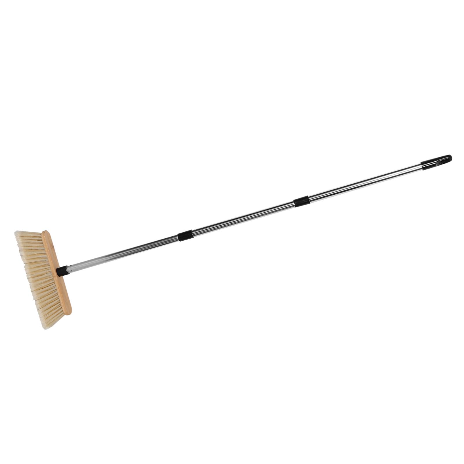 Scopa Giardino Bamboo con Manico in Acciaio Inossidabile Spazzola Dura per Esterni e Pavimenti in Legno per Garage e Patio