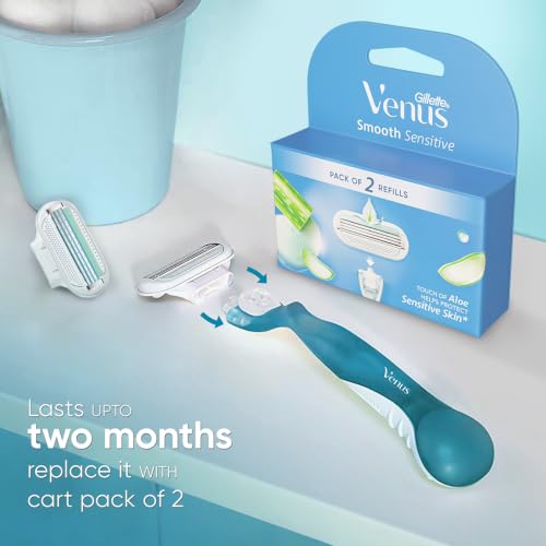 Image of Gillette Venus Smooth Hair Removal Razor for Women with Aloe Vera with FREE Venus Smooth Shave Gel, 1 Pc