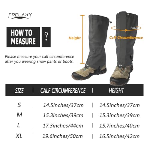 Image of Frelaxy Leg Gaiters Ultra HIGH-Performance Hunting Gaiters, 100% Waterproof Hiking Gaiters with Upgraded Rubber Foot Strap, Adjustable Snow Boot Gaiters