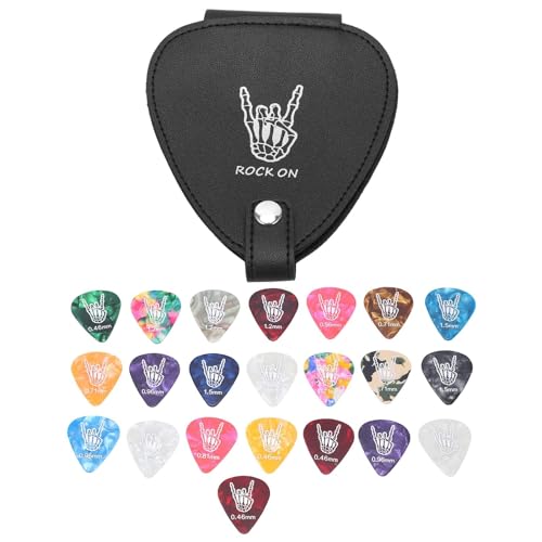 Agatige Guitar Pick Holder Case with 22 Slots PU Leather Guitar Plectrum Bag for Acoustic Electric Guitar Ukulele, Bass - Image 2