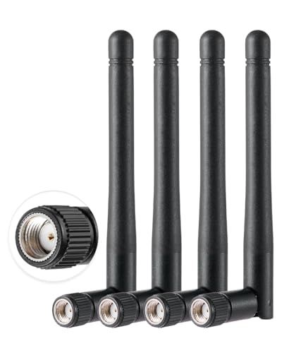 Vecys 4PCS Double Bande WiFi Antenne 2.4GHz 5GHz 5.8GHz 1.5dBi MIMO RP-SMA Mâle Antenne pour WiFi Router Wireless LAN Card PCIe Card Router Video Surveillance...