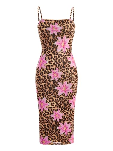 Verdusa Women's Spring Dresses Hawaiian Tropical Floral Slimming Dress Sun