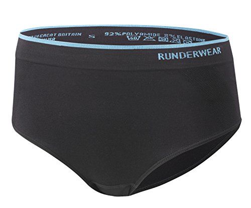 Runderwear Women's Hipster - Chafe-Free Running Underwear (Black, Large (US 8-10))