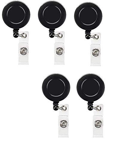Image of FEDUS I.D. Card Retractable Holder Badge Yo Yo Clip [Pack of 5] (Black)