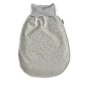 Lilakind Baby slaapzak trappelzak puckzak herfst/winter jersey fleece gemêleerd strepen – Made in Berlin, grijs, 60 cm