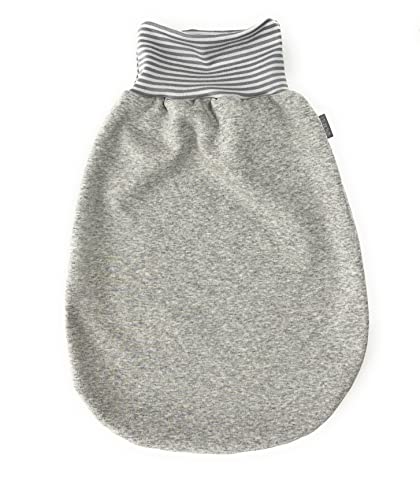 Lilakind Baby slaapzak trappelzak puckzak herfst/winter jersey fleece gemêleerd strepen - Made in Berlin, grijs, 60 cm