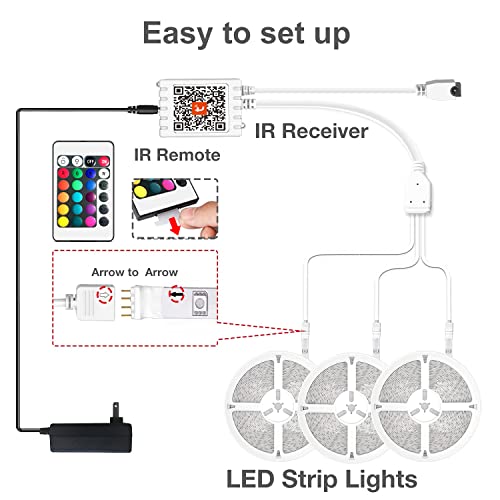 Image of DAYBETTER Smart WiFi LED Strip Lights 150ft (3x50ft), RGB Color Changing, Alexa Google Voice Control, Music Sync, App Remote, Indoor Home Decor for Bedroom Gaming Room Party