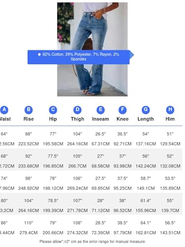 Women's High Rise Flare Jeans, Stretch Denim Bootcut, Casual Style, Blue3