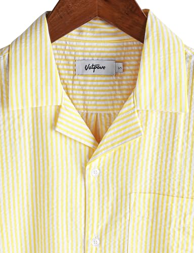 Image of VATPAVE Mens Striped Summer Shirt Casual Button Down Short Sleeve Beach Shirts Cotton Shirts for Men