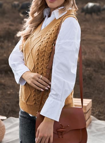 Image of EVALESS Oversized Sweater Vest for Women V Neck Sleeveless Solid Color Loose Pullover Sweater