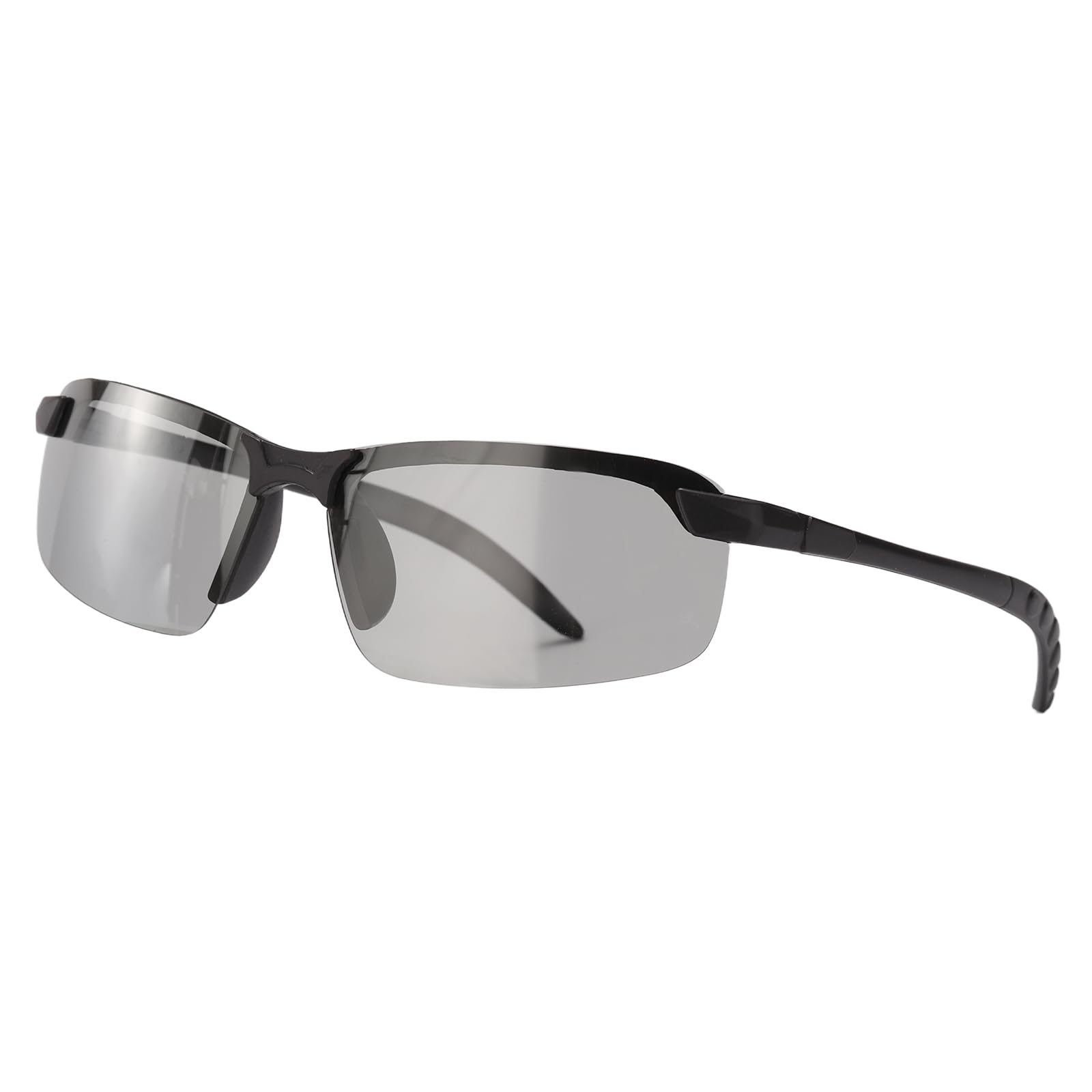 sourcing map Polarized Sports Sunglasses for Men Womens, UV400 Protection 17g Lightweight Bendable Temples Cycling Sunglasses for Running Skiing Fishing Goggles, Black/Clear Gray
