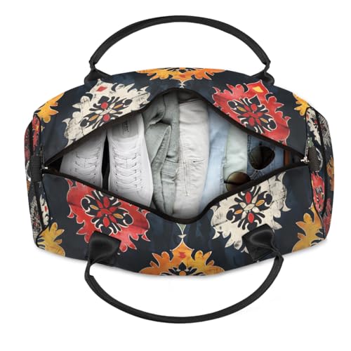 Colorful Flower Travel Duffle Bag for Women Men Foldable Waterproof Weekender Bag Carry on Tote for Overnight Sports Gym Vintage Bohemia4