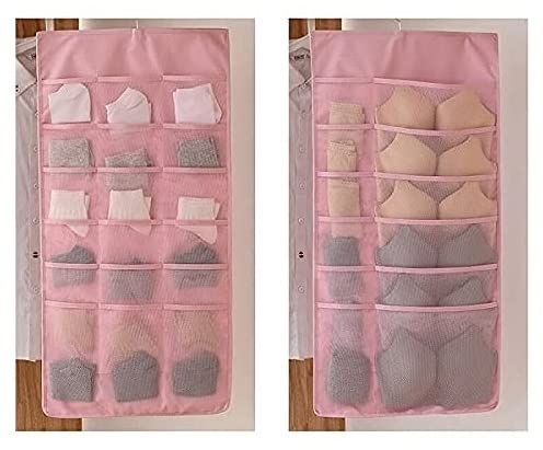 Big Buyer 30 Grid Transparent Multifunctional Double Sided Space Saver Wardrobe Closet Organizer for Socks Bra Panties Innerwear Underpants Hanger Pouch for Women 1 pcs (Multicolour)