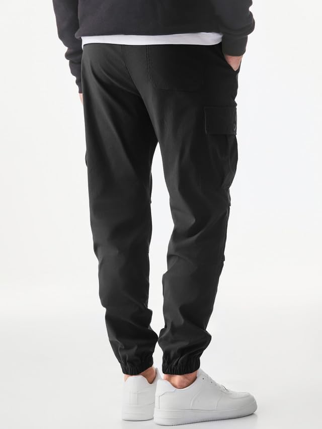 JMIERR Mens Casual Cargo Joggers Pants Elastic Waist Drawstring Stretch Relaxed Fit Work Pants Tapered Sweatpants - Image 2