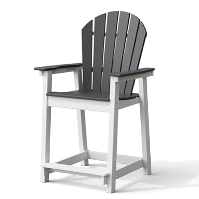 OTSUN Tall Adirondack Chairs, Outdoor Balcony Chair, Patio Bar Stool with Widened Arms, High Back, Footrest, 400lbs, All-Weather Bar Height Chair for Garden, Yard, Backyard