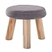 XIAOJUAN Okrągłe stałe drewniane obciążenia gospodarstw domowych buty sofa niski stołek 3 nogi i wyjmowana pokrywa lniana / 28cmx25cm / max.100 kg (szary) | Kod towaru: LJW-174