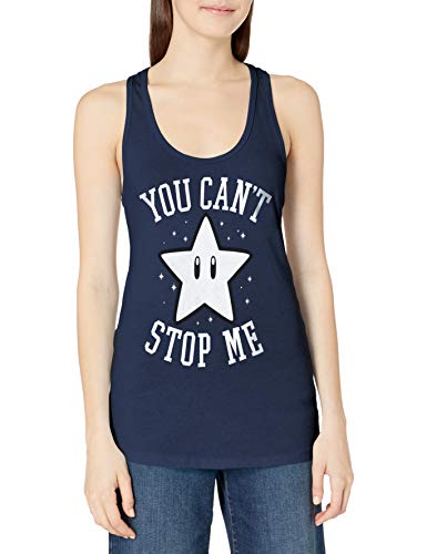 Nintendo Junior's Can't Stop Me Star Ideal Racerback Graphic Tank Top, Indigo, XL - image 1