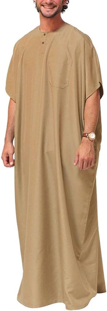 Abiti Musulmani da Uomo Manica Lunga Abito Lungo Abito per Uomo Girocollo da  Uomo Manica Lunga Solido Arabo Saudita Musulmano Dubai RobeKhakiM :  Amazon.it: Abbigliamento