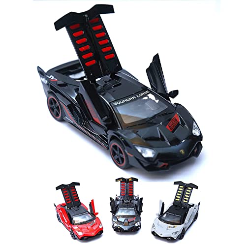 Image of 1:32 Lamborghinii SC18 Diecast Sports Car Model with Sound & Light High Simulation Pull Back Metal Toy for Kids & Collectors Realistic Details Openable Doors (White)