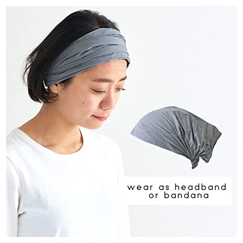 CHARM Womens Cotton Bandana Headband - Yoga Elastic Head Cover Boho Hair Scarf Black3