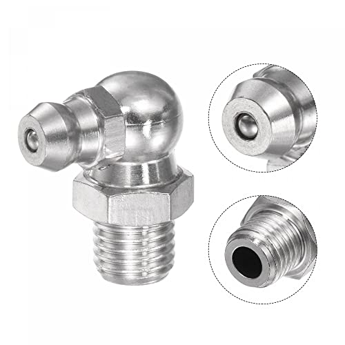 Image of uxcell 201 Stainless Steel 90 Degree Grease Fitting M8 x 1mm Thread Hydraulic Grease Fitting Accessories, 5Pcs