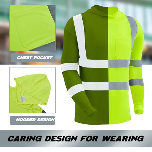 Amylove 4 Pcs Reflective Safety T Shirt High Visibility Work Shirts Sun Protection Construction - Image 5