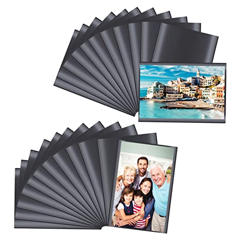 Paquete de 24 marcos de fotos magnéticos para 4 x 6, Brynnl Refrigerator Photo Sleeve forMetal Surfaces Transparente Cover Refrigerator Blank Photo Frame Sleeve Gift for Friends, Black