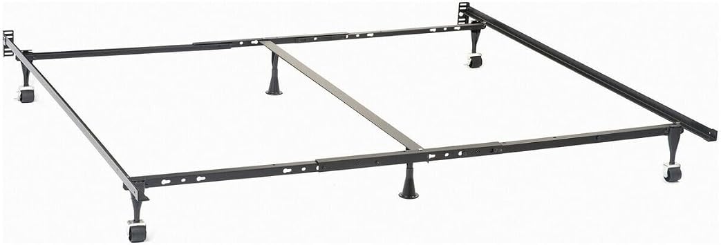Maykoosh Lakefront Luxury Akz Multisize Bed Frame for Q, K, Ck, Six Metal Legs, Rolling Caster Wheels