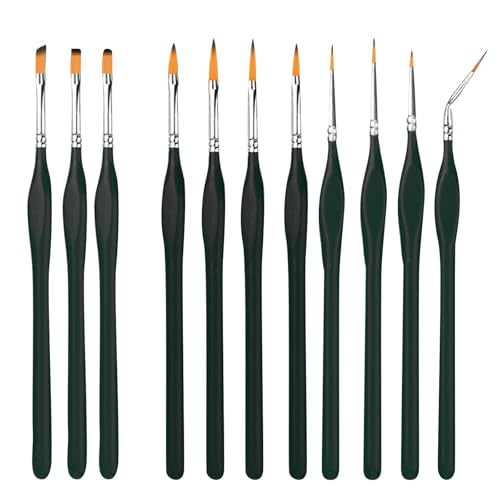 Pinceaux Peinture - 11 Pièces Pinceaux Professionnels pour Les Détails pour Acrylique, Détail Pinceau Aquarelle, Petit Ensemble de Pinceau Fin Maquette...