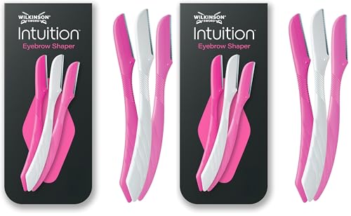 Image of Wilkinson Sword Intuition Eyebrow Shaper for Women, Pack of 6 Disposable Razors, Exfoliating Dermaplaning Tool, Facial Hair Remover & Trimmer