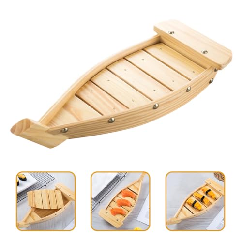 Bandeja de sushi de madera 37 cm para servir sashimi miniatura 7