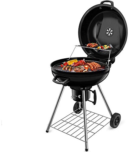 BEAU JARDIN 22.5 Inch Charcoal Grill for Outdoor Cooking BBQ Barbecue Coal Kettle Bowl Grill Portable Heavy Duty Round with Wheels Grilling for Tailgating Patio Backyard Camping Black