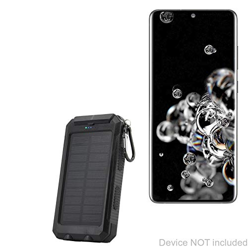 BoxWave Power Bank Compatible with Samsung Galaxy S20 Ultra 5G - Solar Rejuva PowerPack (10000mAh), Solar Powered Backup Power Bank 10000mAh - Jet Black