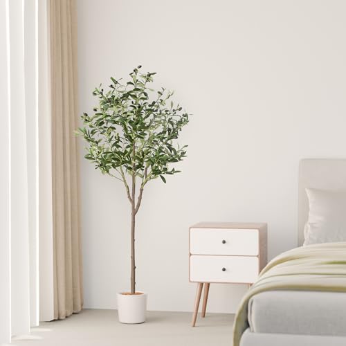 PASCH® Künstlicher Olivenbaum (150cm) - Stilvoll & Naturgetreu | Künstliche Pflanzen groß | Kunstpflanzen groß: Olive Tree | Olivenbaum künstlich groß für EIN mediterranes Ambiente