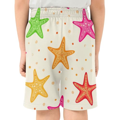 J JOYSAY Starfish Dotted Pale Yellow Boys Athletic Shorts Kids Youth Casual Shotrs with Elastic Waistband Pockets3