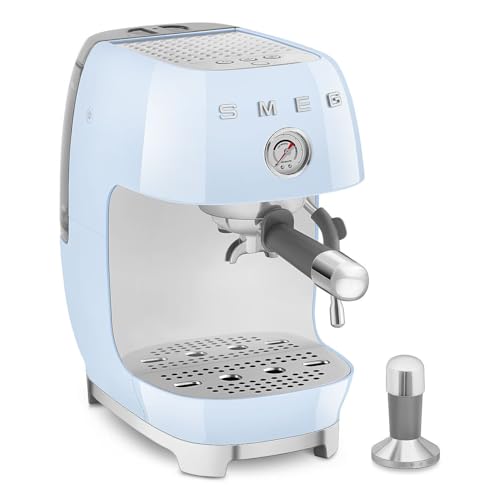 Image of Smeg ECF03 Made in Italy Retro Espresso Machine with Cold Brew, 15 Bar Pump, Thermoblock Heating, Steam Wand, Adjustable Temperature, 47 oz Water Tank- (Pastel Blue)