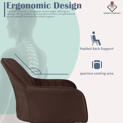 Image of Set of 2 Accent Chair for Living Room | Modern Armchair in Soft Velvet Fabric with Sturdy Legs | Premium Chair for Home Living Room Bedroom Restaurent | (Black Legs, Dark Brown)