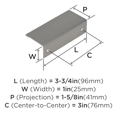 Image of Amerock Edge Pulls 3 inch (76mm) Center-to-Center Satin Nickel Cabinet Edge Pull - 25 Pack