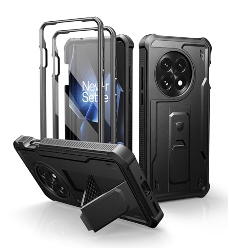 Dexnor pour Coque OnePlus 13 [Double Cadre Avant], Technologie Antichoc Coque Renforcée Antichute, Coque de Protection Antichoc avec Support - Noir